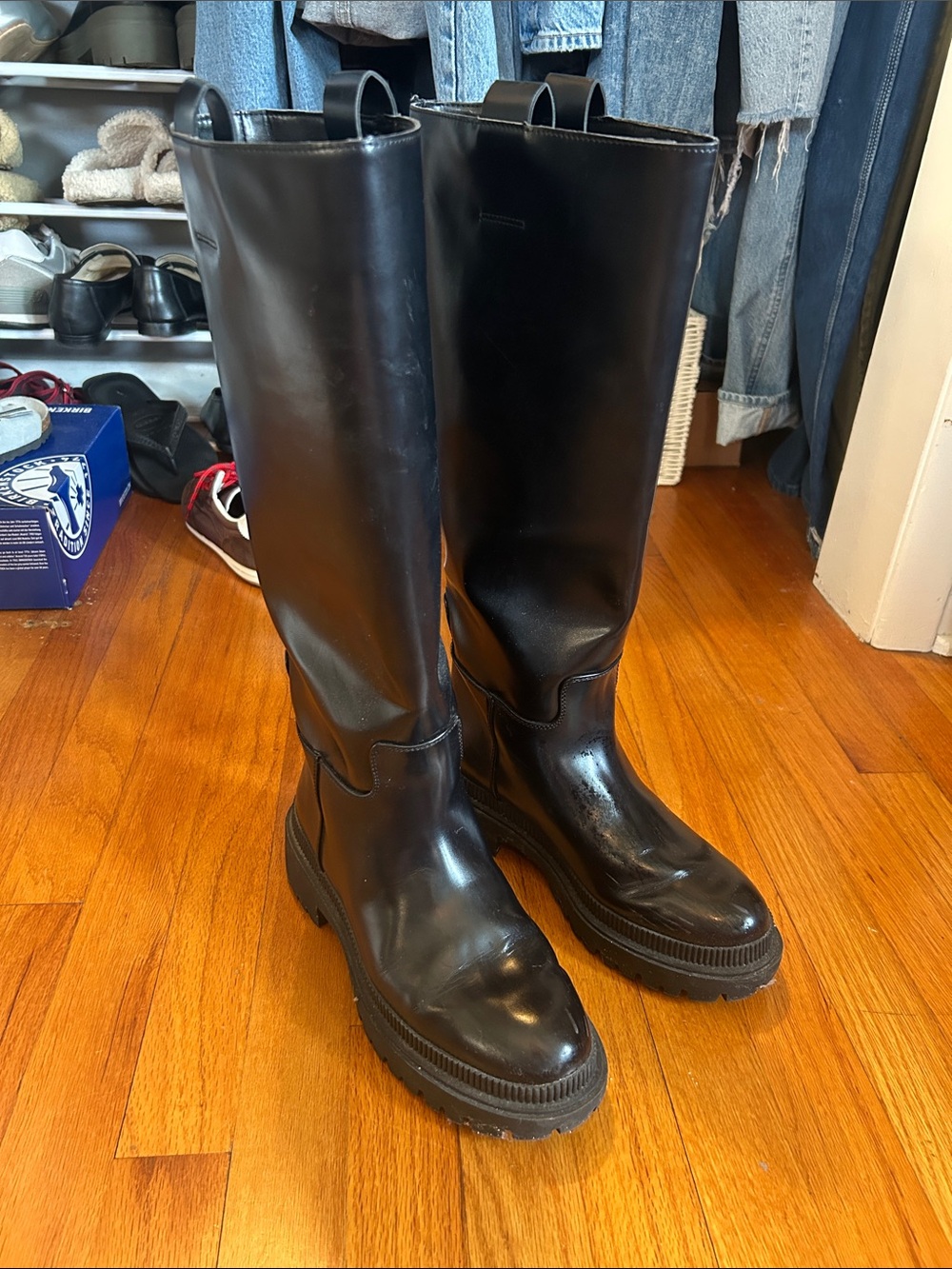 H&M Ganni dupe Black Tall Knee-High Boots - Sz 40
